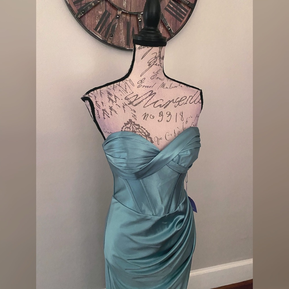 Paris blue tight prom dress, formal dress or evening gown